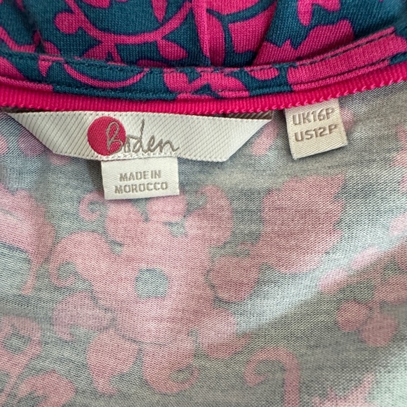 Boden Lola Wrap Jersey Dress Pink Navy Blue Floral Size 12P - Picture 10 of 13